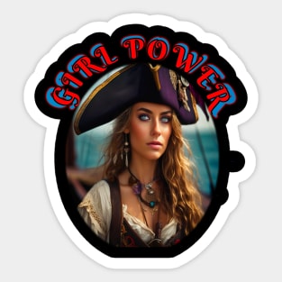 Girl power, lady pirate captain Sticker